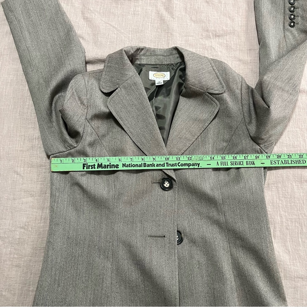 100% Wool Talbots Women's Taupe Tailored Blazer Jacket Double Button Size 14 P - Picture 8 of 8